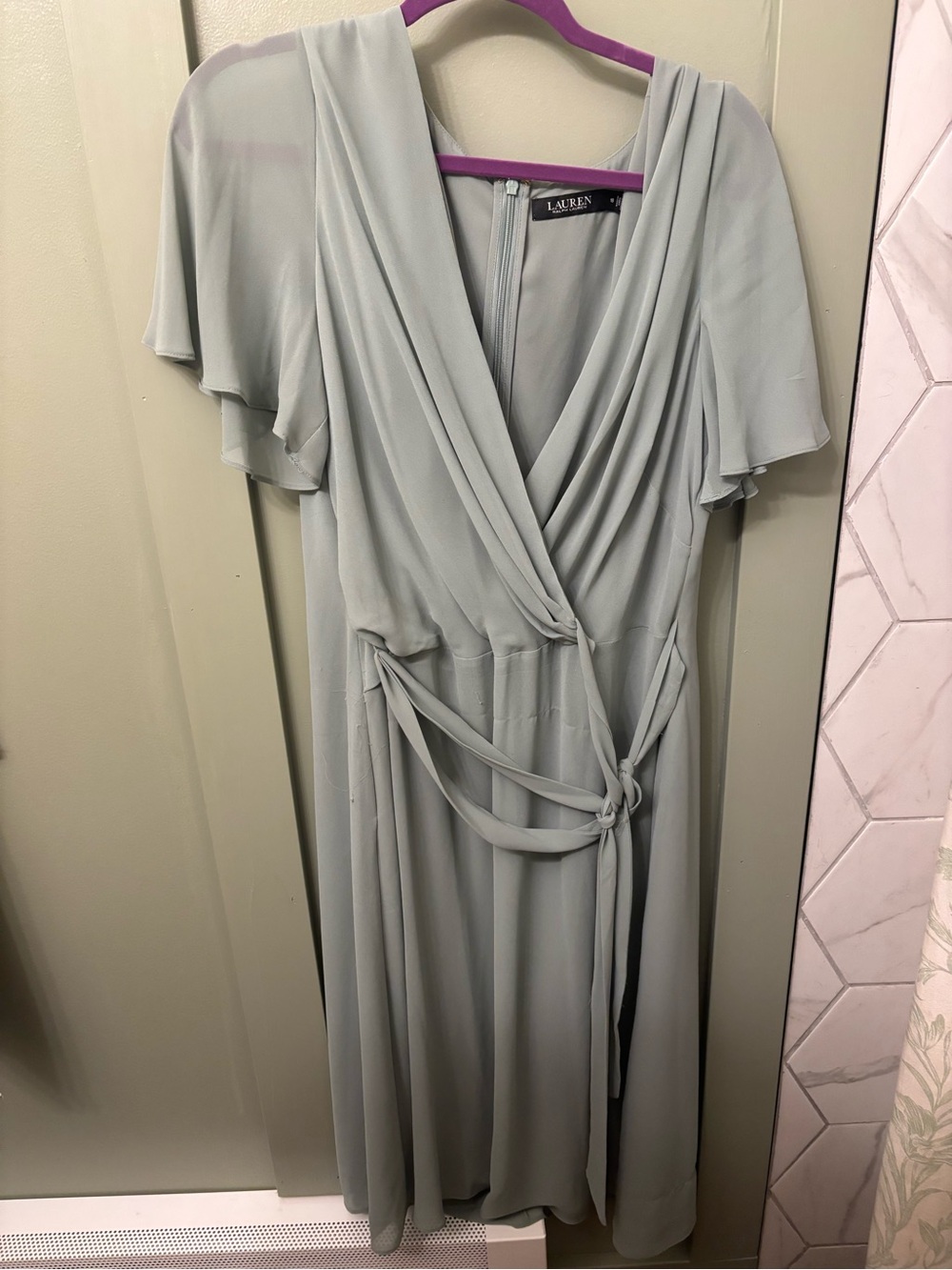 Ralph Lauren Light Sage Wrap Midi Dress